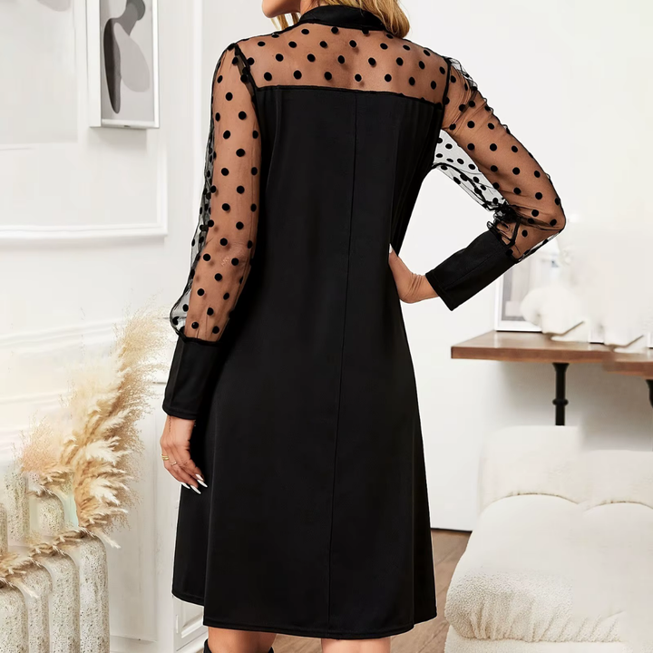 Levoire | Robe Noire Avec Détails En Tulle À Pois