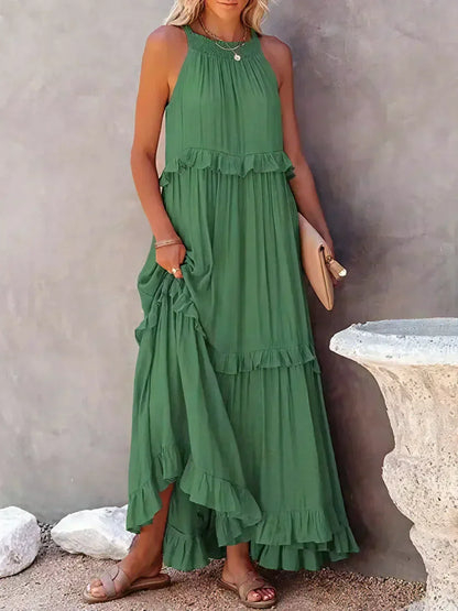 Levoire | Robe Maxi Volant À Bretelles Vert ( presque épuisé )