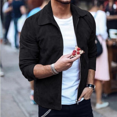 Levoire | Veste Pour Hommes Avec Col Châle Et Fermeture Éclair Look Élégant Noir
