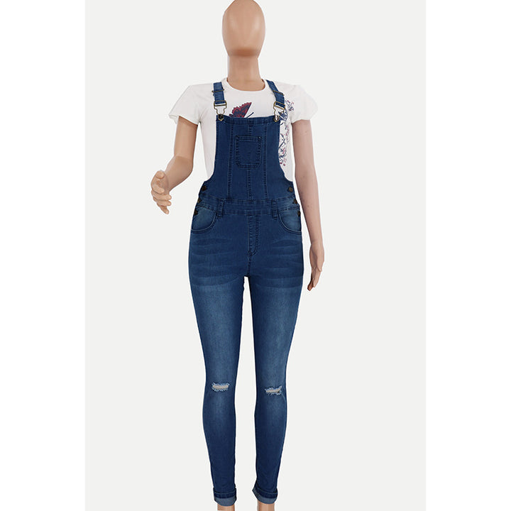 Levoire | Salopette En Denim Skinny Fit Pour Femmes Bleu Moyen Lavé