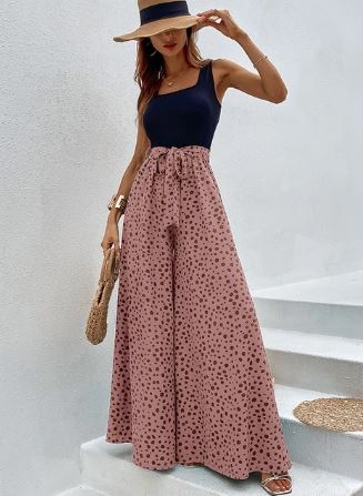 Levoire | Combinaison Avec Jambes Larges Et Imprimé À Pois Rose-Hell