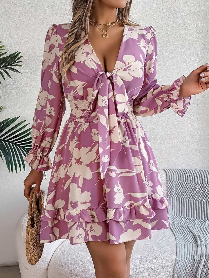 Levoire | Robe Longue À Volants Noués Lilas