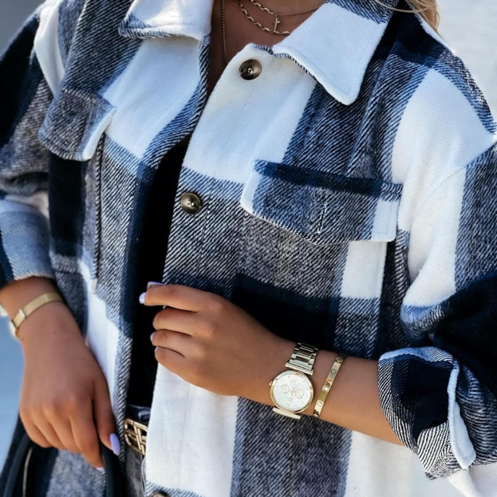 Levoire | Veste Chemise À Carreaux Élégante Pour Femmes Noir