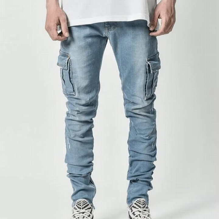 Levoire | Jeans cargo délavées avec poches Bleu
