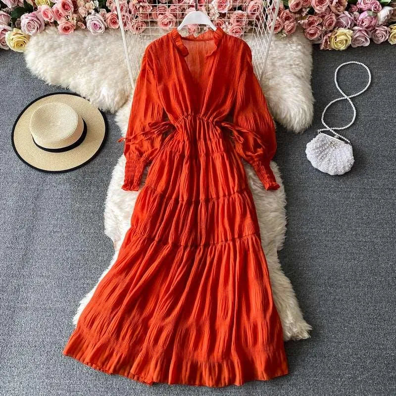 Levoire | Robe femme à ourlet large Orange Taille moyenne