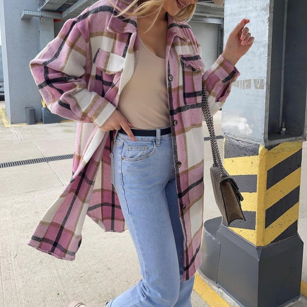 Levoire | Veste Chemise À Carreaux Élégante Pour Femmes Rosa
