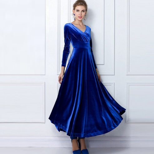 Levoire | Robe Chic Glamoureuse avec décolleté en V épaissi Bleu royal
