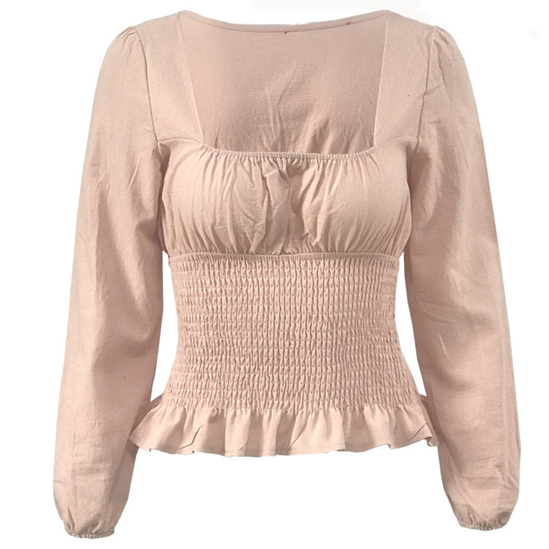 Blouse pour femmes avec ourlet froncé élastique et manches longues Levoire