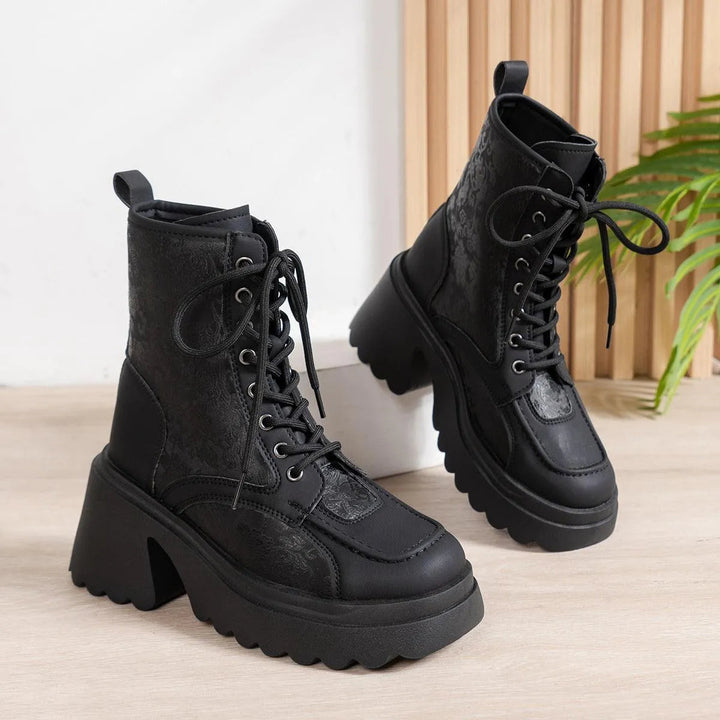 Levoire | Bottes à semelle épaisse et motifs léopard Style national noir