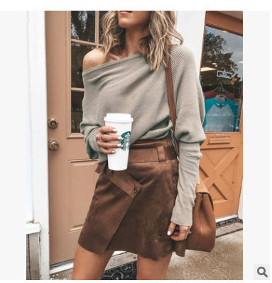Levoire | Sexy Off Shoulder Pull-Over Khaki