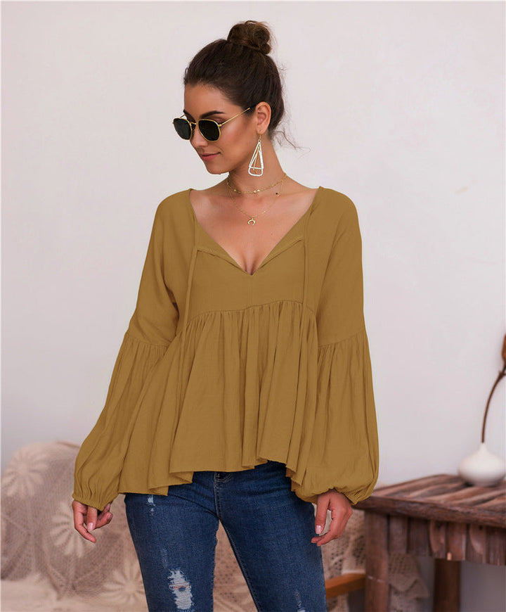Levoire | Puffihihat V-Col T-Shirt Khaki