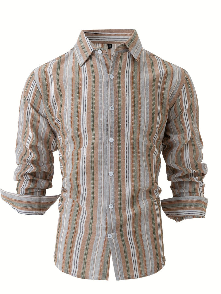 Levoire | Chemise En Coton Lin Rayée Pour Hommes Pour Un Look Décontracté