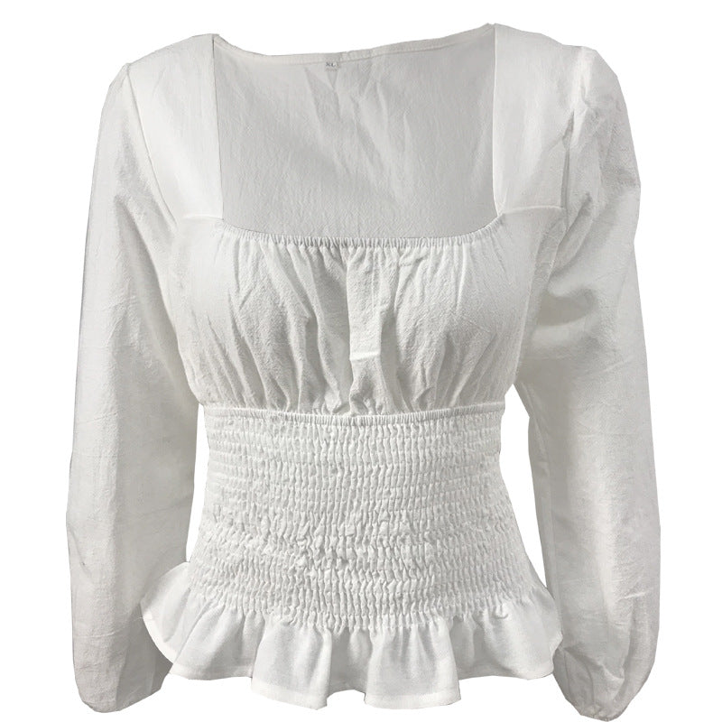 Blouse pour femmes avec ourlet froncé élastique et manches longues Levoire