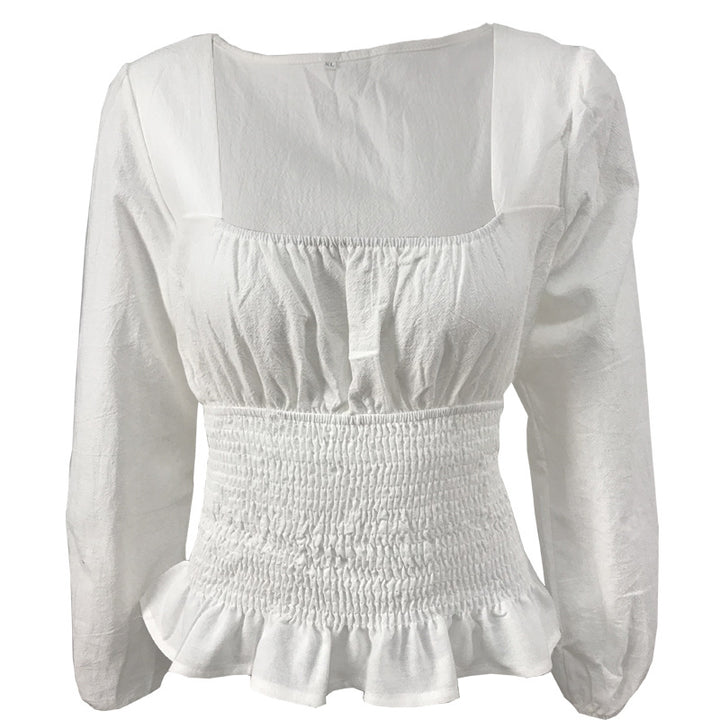 Blouse pour femmes avec ourlet froncé élastique et manches longues Levoire