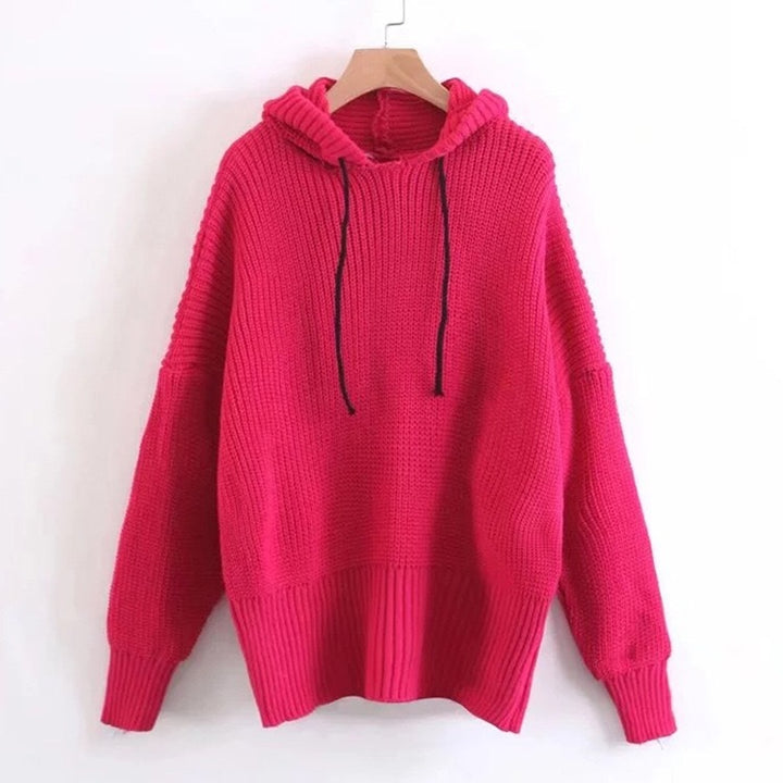 Femme Pull Tricot Oversize avec Capuche Levoire