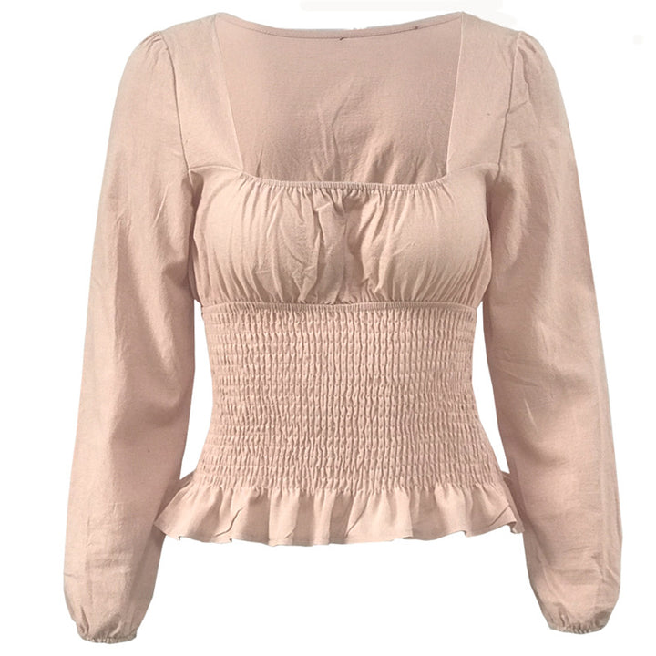 Blouse pour femmes avec ourlet froncé élastique et manches longues Levoire
