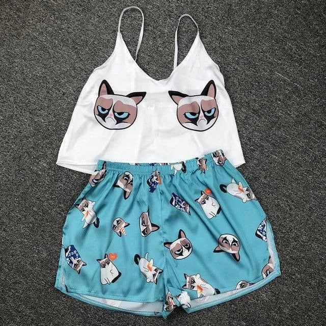 Levoire | Nouvelle sexy pyjama en soie pour femmes à motifs animaliers O