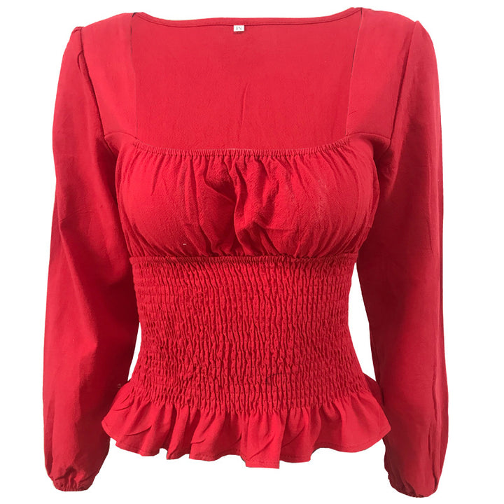 Blouse pour femmes avec ourlet froncé élastique et manches longues Levoire
