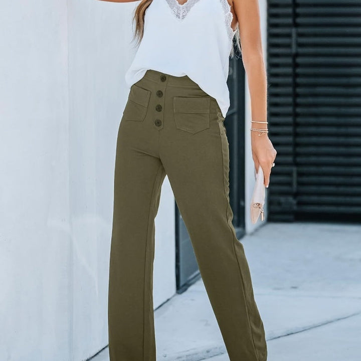 Levoire | Haute Taille Pantalon Large vert armée