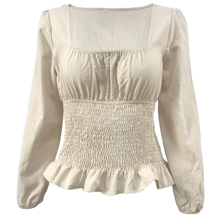 Blouse pour femmes avec ourlet froncé élastique et manches longues Levoire