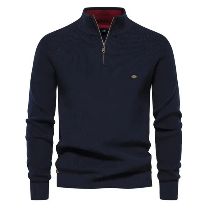 Levoire | Pull Élégant Pour Homme Avec Col Zippé Bleu marine