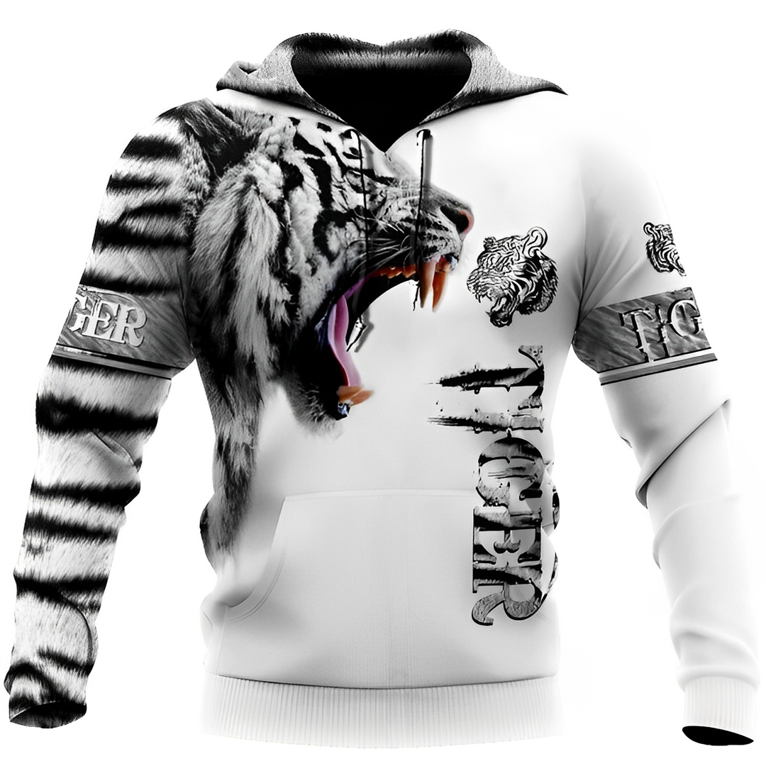Levoire | Sweatshirts À Capuche Décontractés Avec Impression 3D De Tigre Blanc
