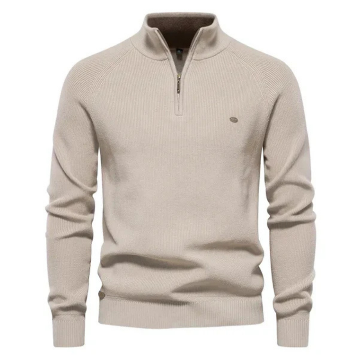 Levoire | Pull Élégant Pour Homme Avec Col Zippé Khaki