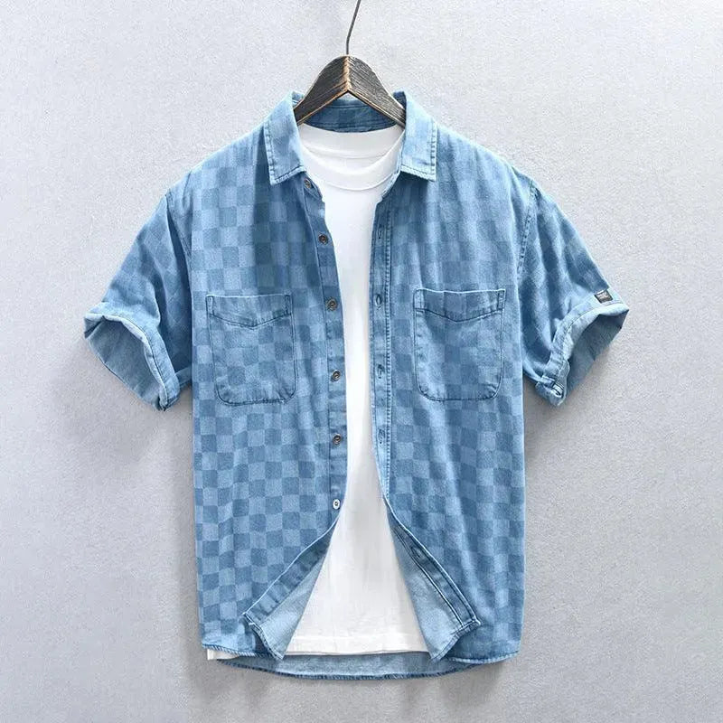 Levoire | Chemise en denim courte dans un style décontracté Bleu ciel