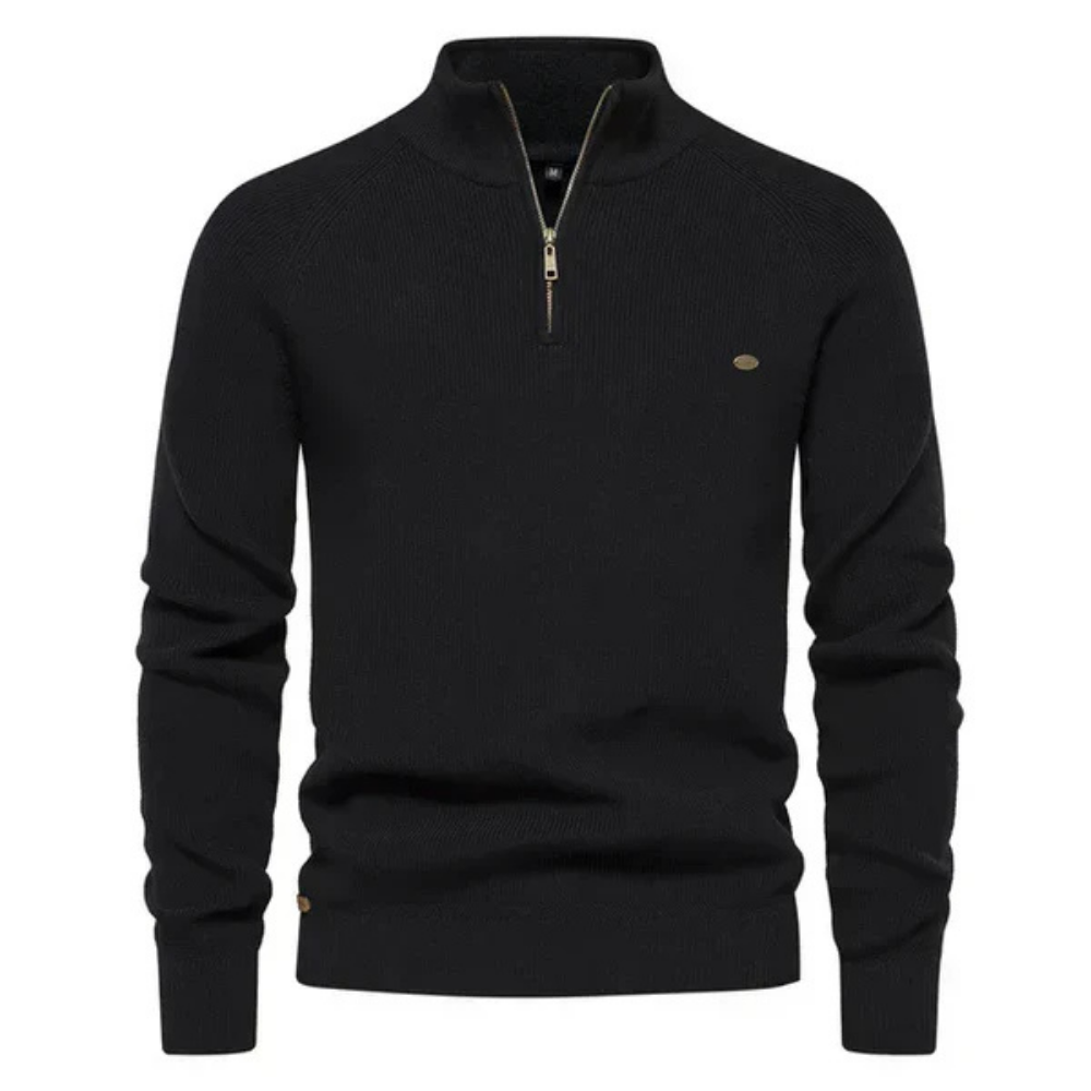 Levoire | Pull Élégant Pour Homme Avec Col Zippé Noir