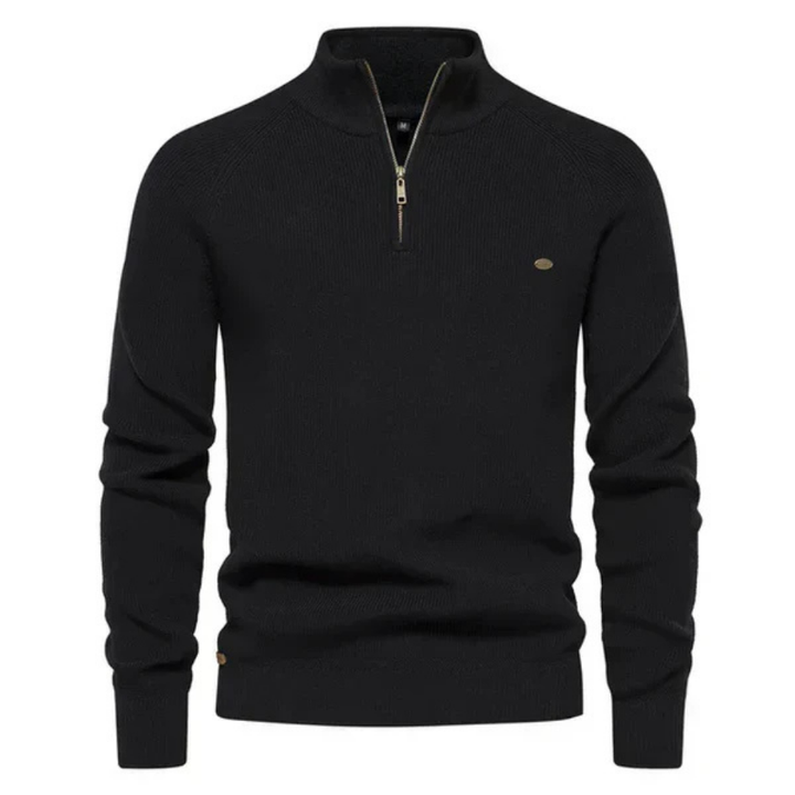 Levoire | Pull Élégant Pour Homme Avec Col Zippé Noir