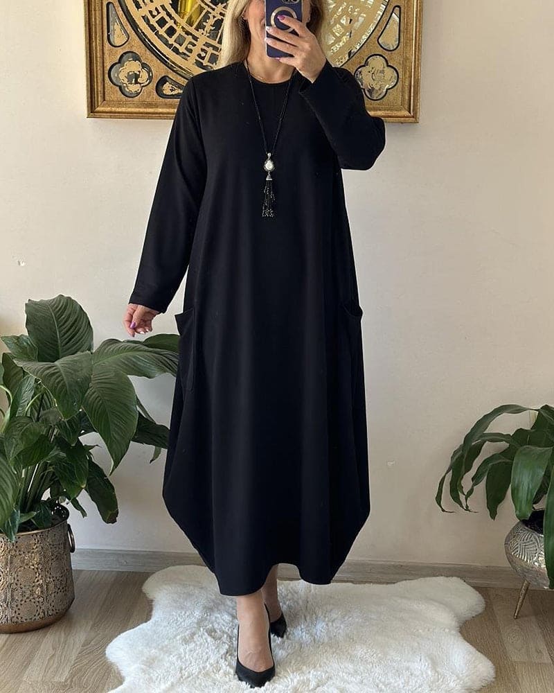 Levoire | Robe Décontractée Unie Avec Col Rond