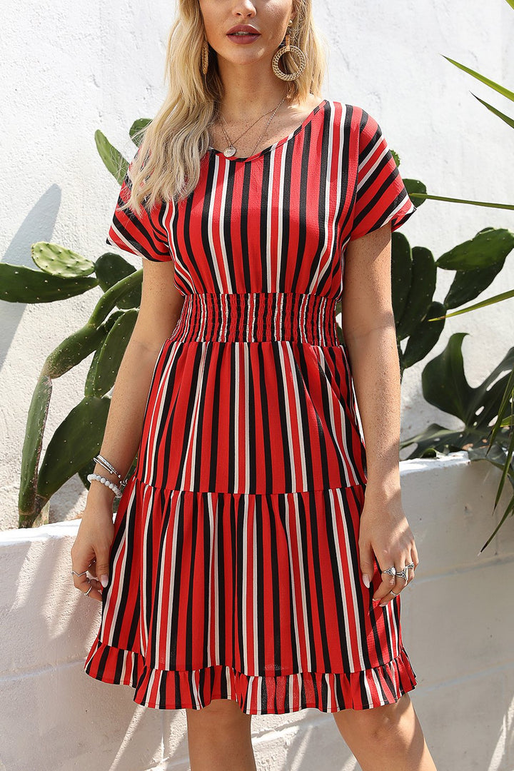 Levoire | Robe Cort Stripee Avec Taille Élastique Rot