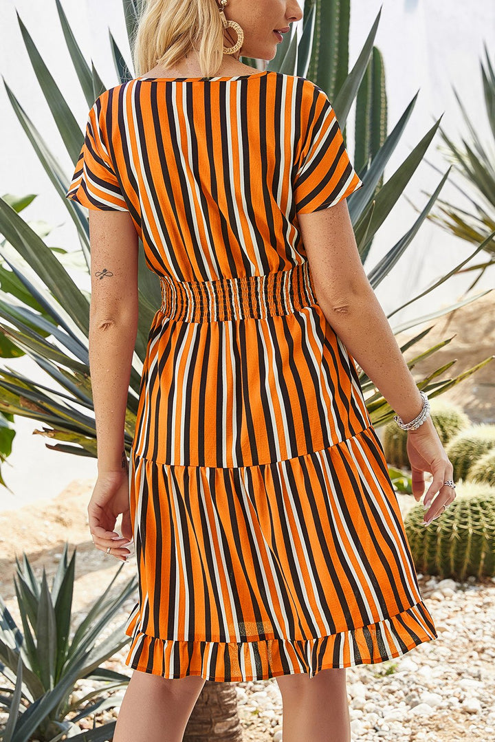 Levoire | Robe Cort Stripee Avec Taille Élastique