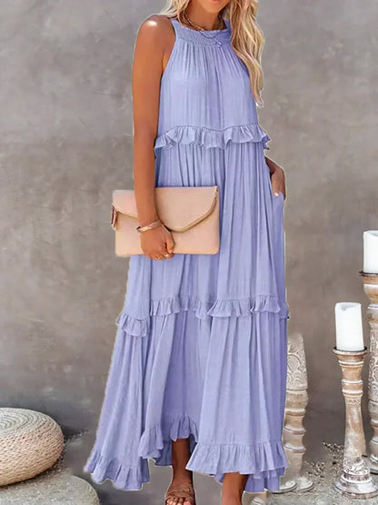 Levoire | Robe Maxi Volant À Bretelles Lilas