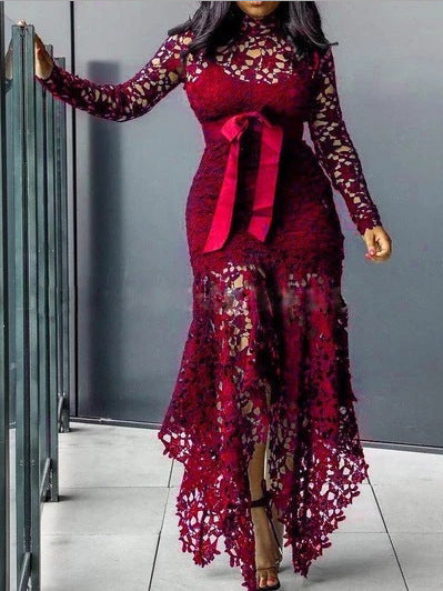 Levoire | Robe à col cravate tendance Bordeaux