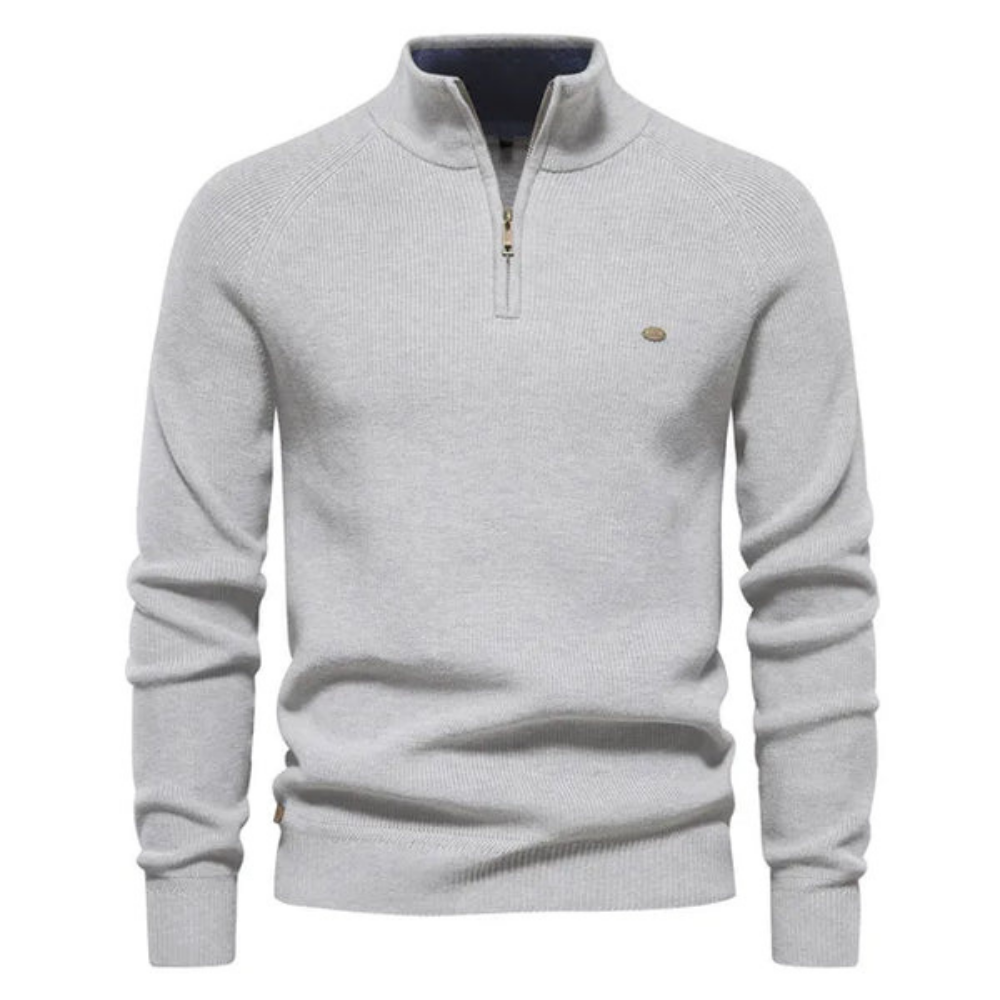 Levoire | Pull Élégant Pour Homme Avec Col Zippé Gris clair