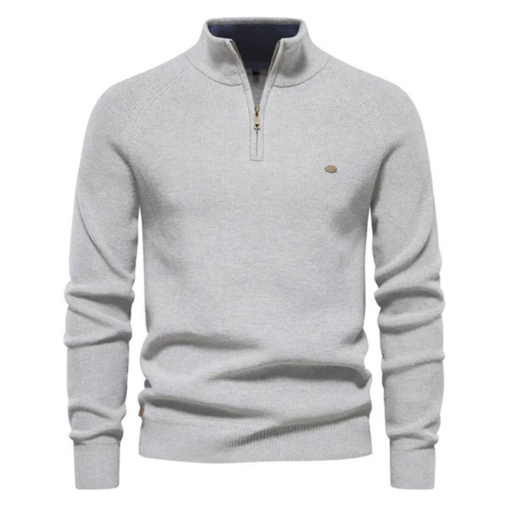Levoire | Pull Élégant Pour Homme Avec Col Zippé Gris clair
