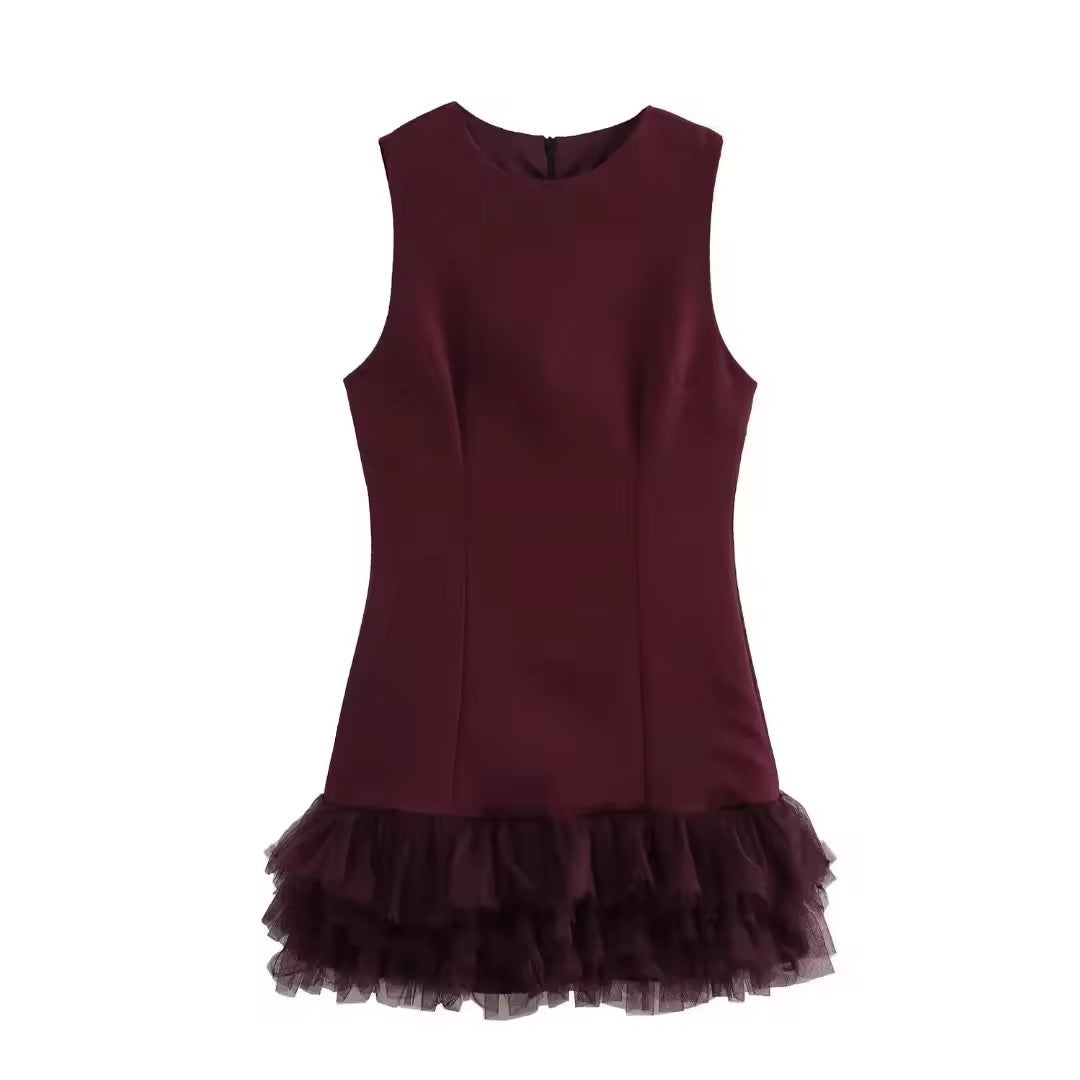 Levoire | Robe De Cocktail Élégante Avec Détails En Tulle Rouge foncé