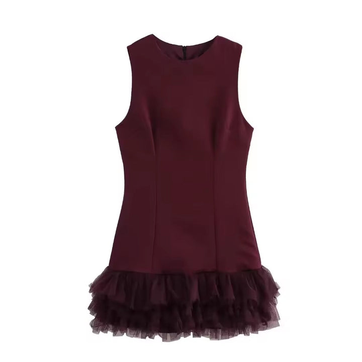 Levoire | Robe De Cocktail Élégante Avec Détails En Tulle Rouge foncé
