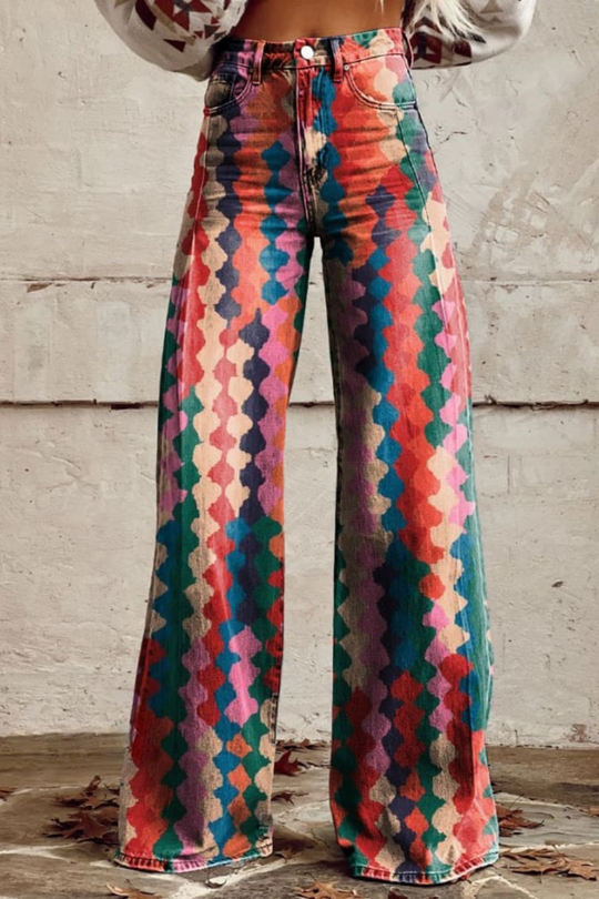Levoire | Jean Haute Taille Rétro Avec Motifs Colorés Multicolore