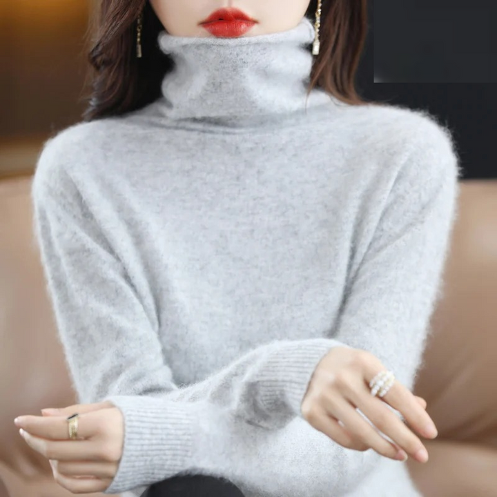 Levoire | Pull à col roulé en cachemire pour femmes Doux pull avec col haut, Design chaud et luxueux Gris clair