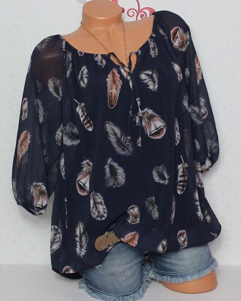 Levoire | Blouse Ajustée Avec Motif Plumes