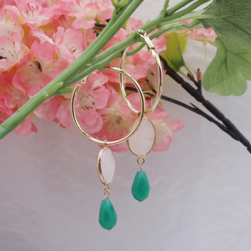 Levoire | Boucles D'Oreilles En Or Avec Des Pierres Colorées Or Rosa-Verte