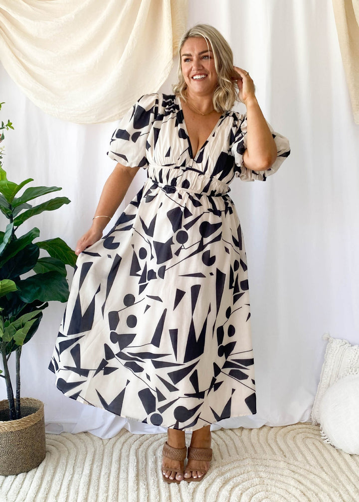 Levoire | Robe Longue Avec Décolleté En V Et Manches Bouffantes