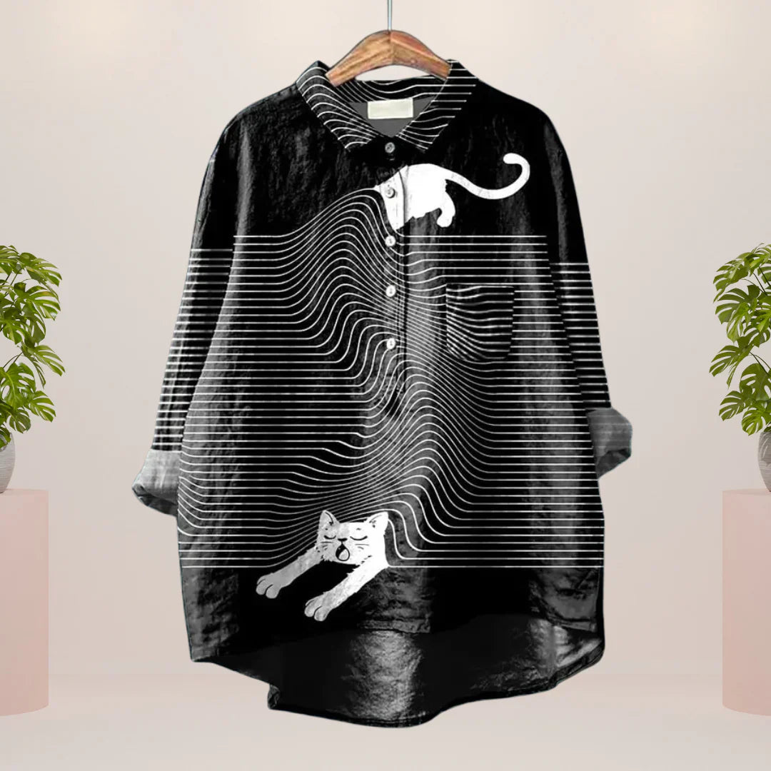 Levoire | T-Shirt Play Avec Impression Artistique Chat Noir