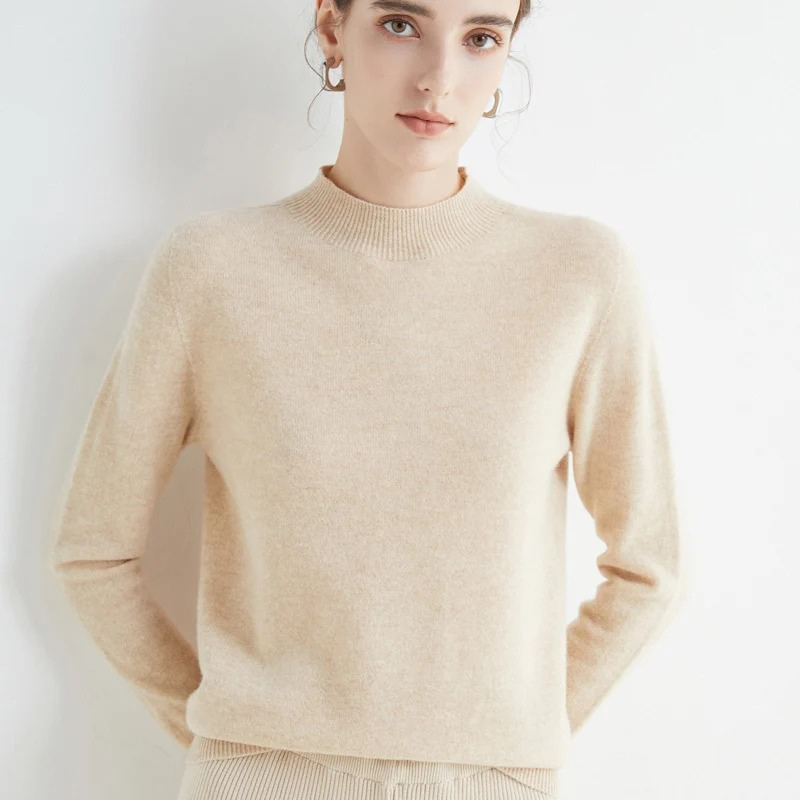 Levoire | Cachemire Gilet Femme Col Rond Doux et Léger Pull Beige