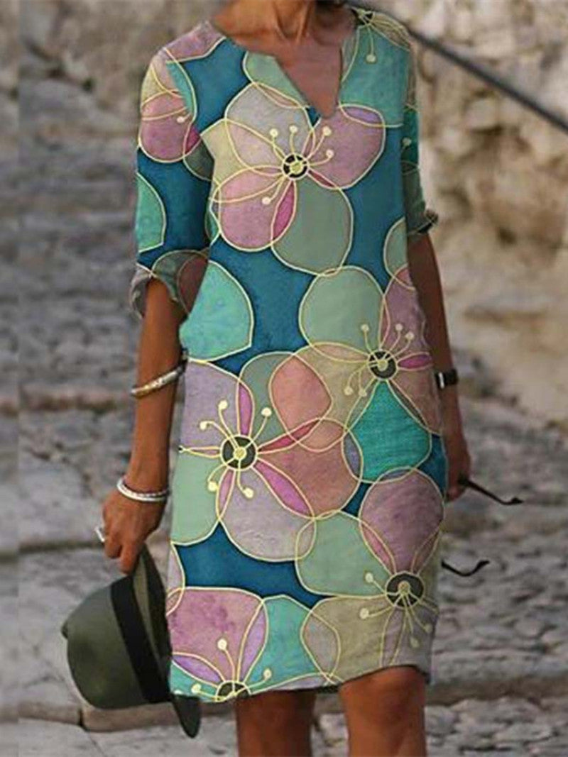 Levoire | Robe Élégante À Imprimé Fleuris Multicolore Vert