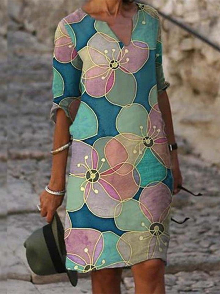 Levoire | Robe Élégante À Imprimé Fleuris Multicolore Vert