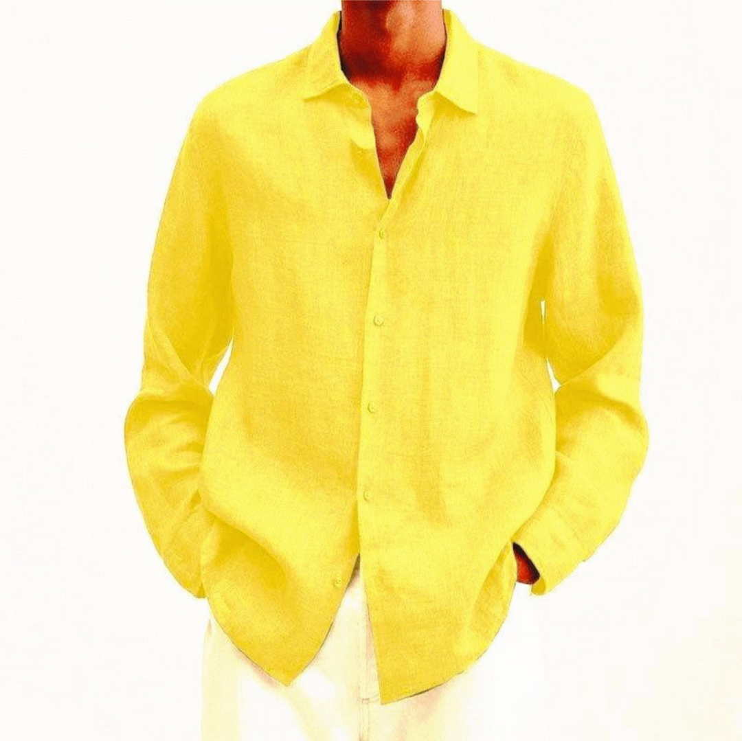 Levoire | Chemise En Lin FR Hommes Long Jaune