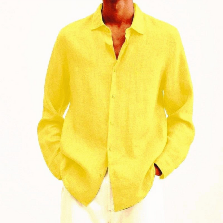 Levoire | Chemise En Lin FR Hommes Long Jaune